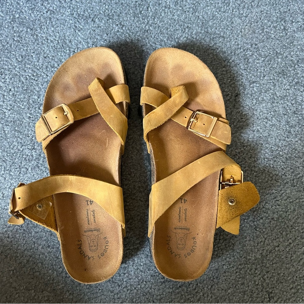 Greek Suede Sandals with Buckle Straps